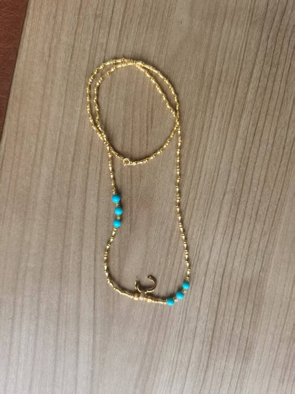 18K Gold-Tone Turquoise Accent Collarbone Necklace