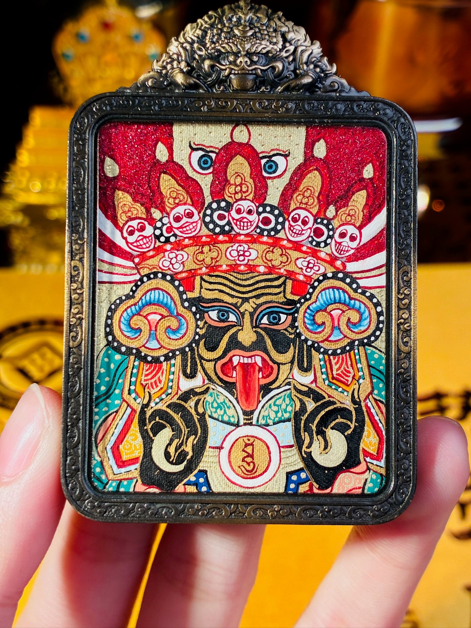 Gilt Copper Amitabha Buddha Miniature Thangka