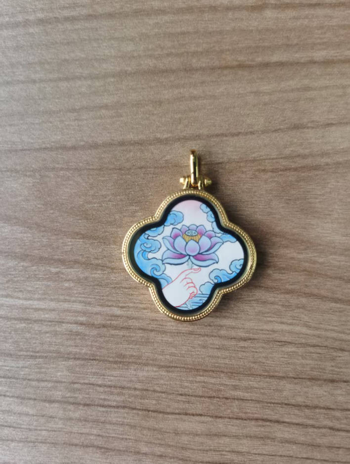 Quatrefoil Miniature Buddhist Art Pendant | Buddhist Art Collectible