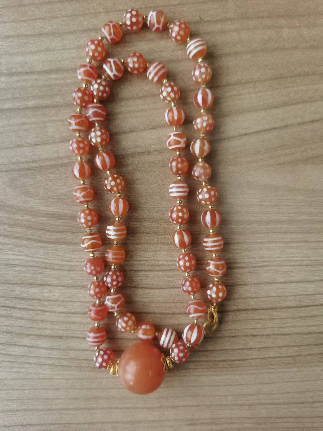 West Asian Etched Carnelian Necklace