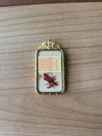 Mahākāla｜Double-Sided, Mantra-Enclosed Thangka Pendant