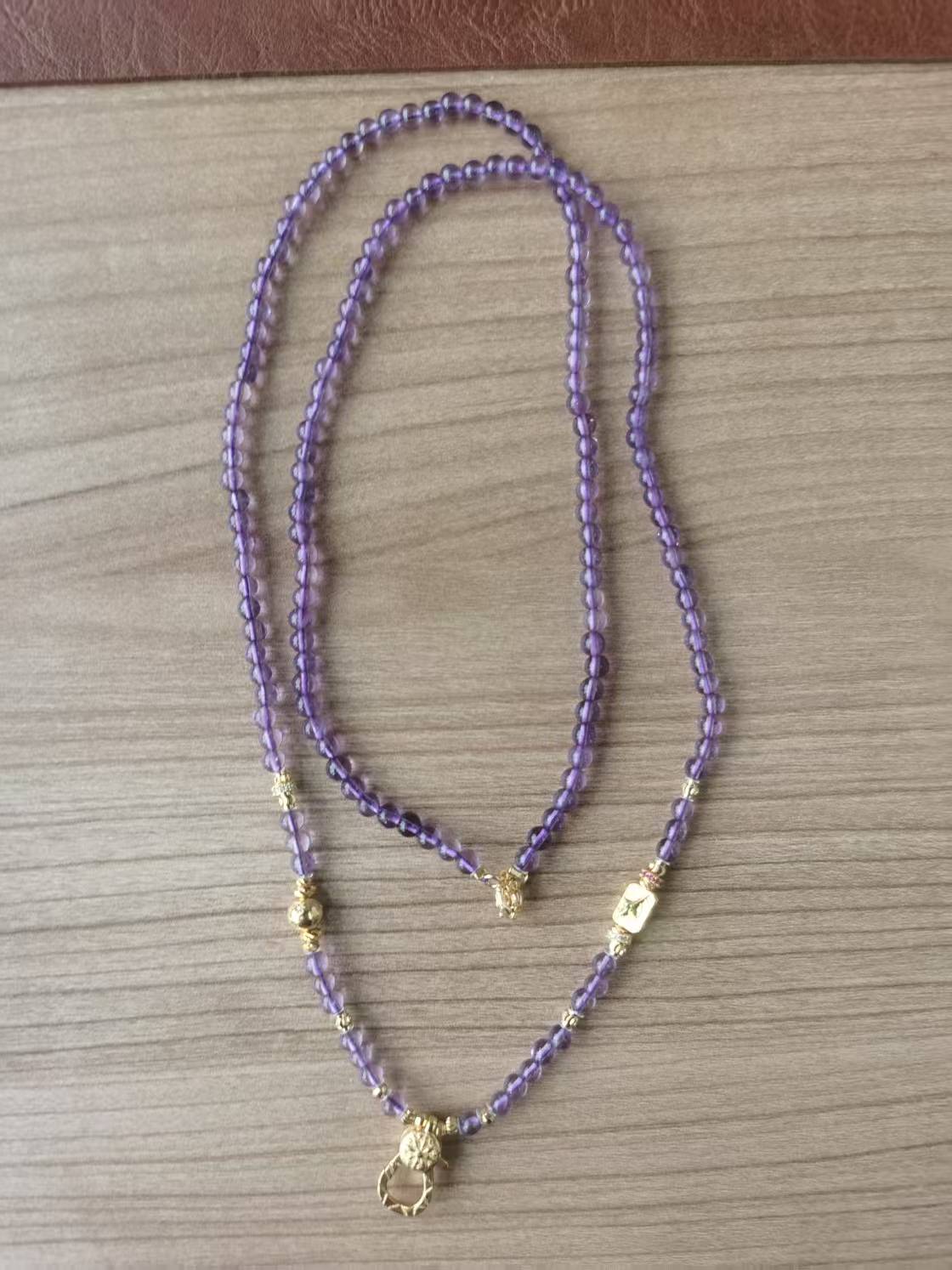 Natural Amethyst 6mm Multi-Way Long Necklace