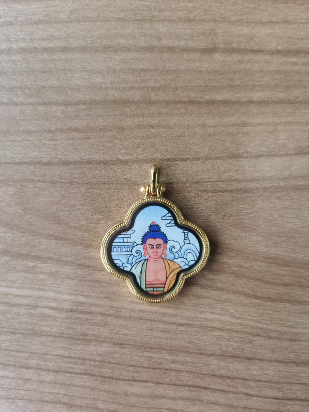 Quatrefoil Miniature Buddhist Art Pendant | Buddhist Art Collectible