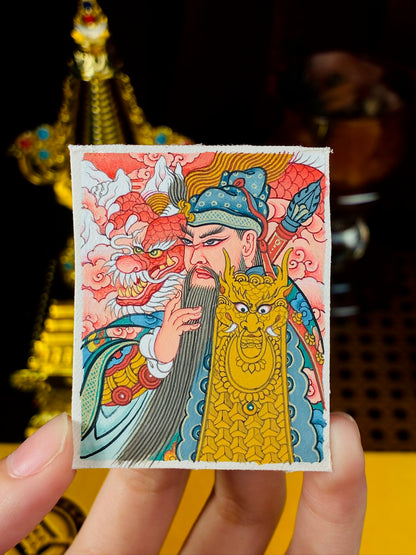 Guan Yu Polychrome Miniature Thangka