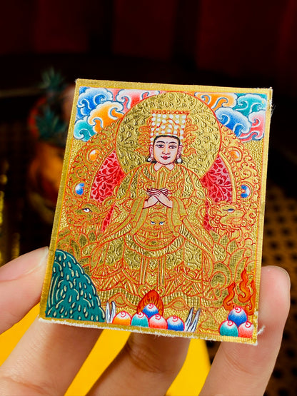 Gilt Mazu Miniature Thangka Pendant