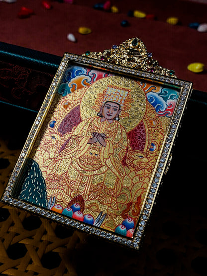 Gilt Mazu Miniature Thangka Pendant