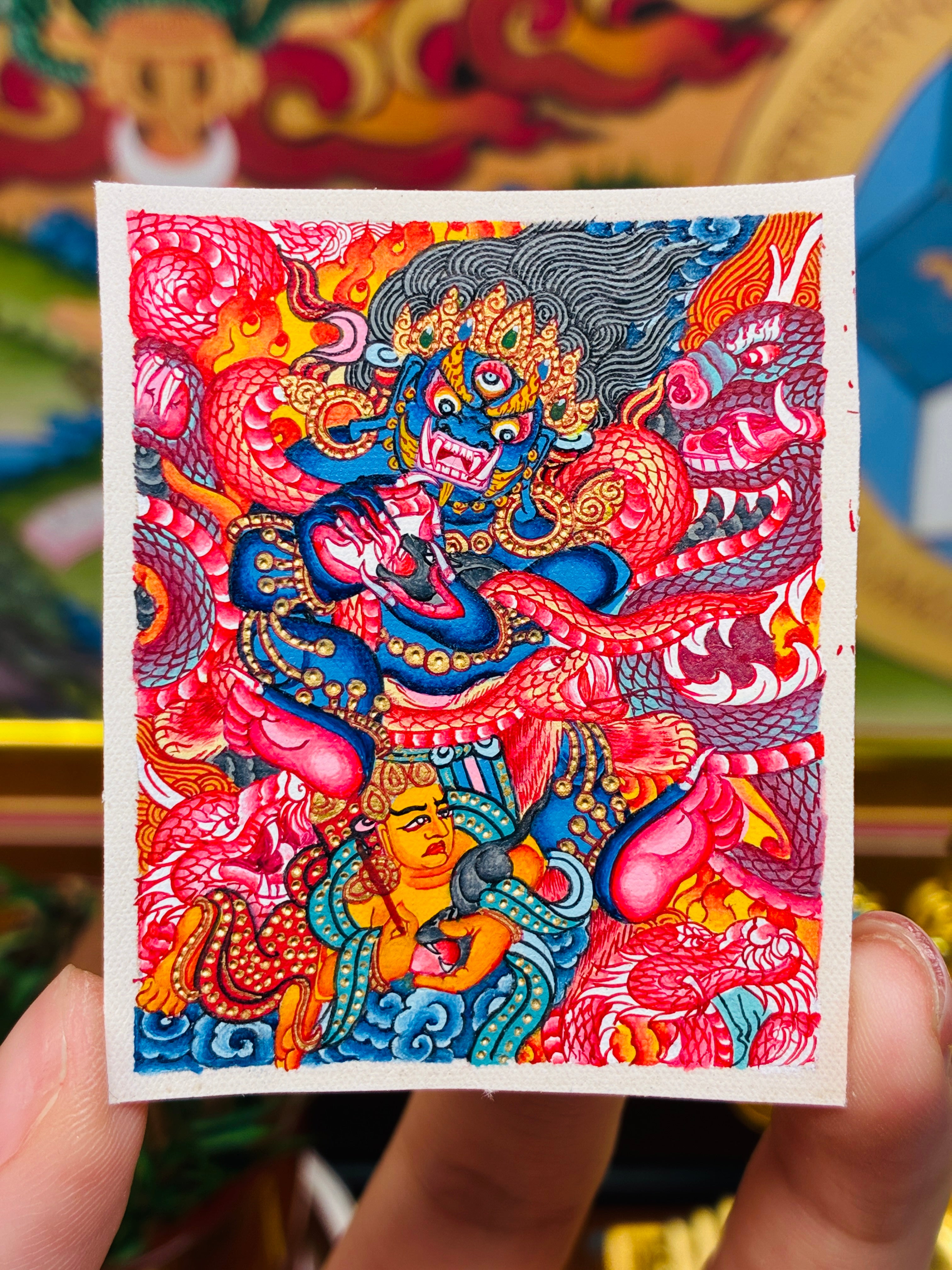 Black Dzambhala Miniature Thangka