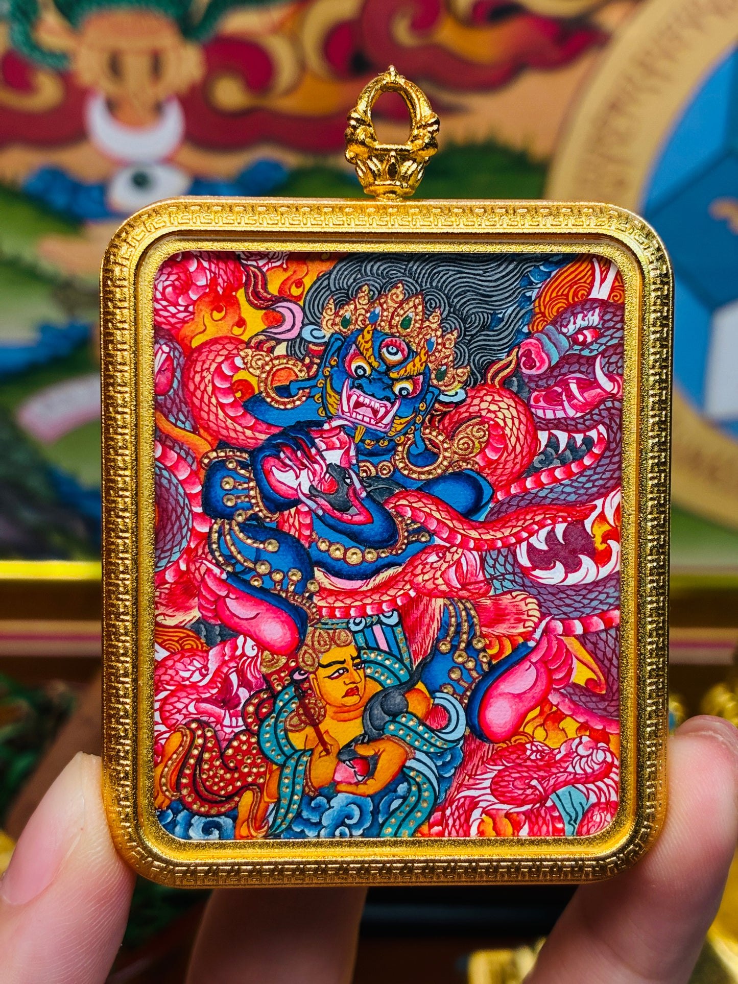 Black Dzambhala Miniature Thangka