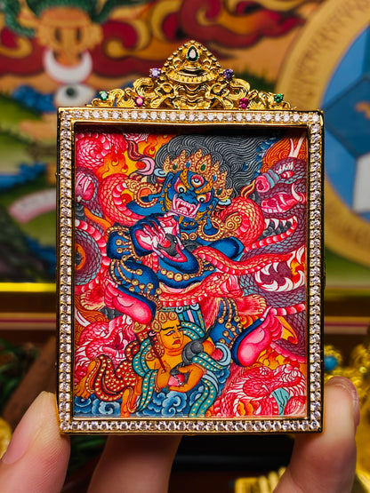 Black Dzambhala Miniature Thangka