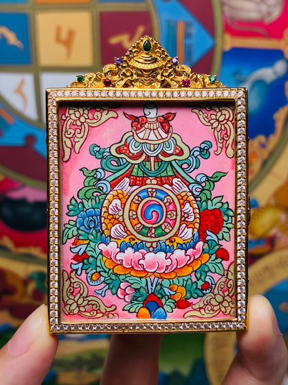 Tibetan Auspicious Eight Treasures Hand-Painted Sacred Back Card